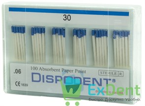 Бумажные штифты 06 №30 Dispodent для удаления влаги в канале (100 шт) 20557
