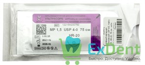 Шовный материал Ультрасорб USP 4/0, metric 1.5, HR-20, 75 см - нити хирургические с иглами 17913