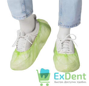 Бахилы прочные Элегрин Экстра Плюс, зеленые с двойной резинкой (3.5 г., 15 мкм) (100 шт) 12547