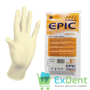 Перчатки Epic (7,5 - M) - хирургические стерильные латексные неопудренные (50 пар) 12452