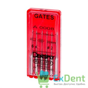 Gates №2, 32мм, Dentsply, бор, Glidden,  расширение устья корневого канала (6 шт) 21010