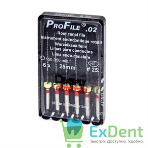 ProFile (ПроФайл) 02 №25, 25 мм, Dentsply, машинный каналорасширитель (6 шт) 17194