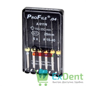 ProFile (ПроФайл) 04 №15-40, 25 мм, Dentsply, машинный каналорасширитель (6 шт) 16694