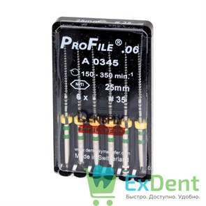 ProFile (ПроФайл) 06 №35, 25 мм, Dentsply, машинный каналорасширитель (6 шт) 20821