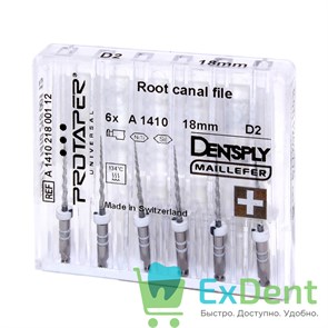 ProTaper (ПроТейпер) машинный D2, 18 мм, Dentsply для перелечивания, блистер (6 шт) 20810