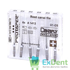 ProTaper (ПроТейпер) машинный D1-D3, 16/18/22мм, Dentsply для перелечивания, блистер (6 шт) 20812