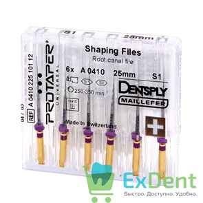 ProTaper (ПроТейпер) машинный S1, 25 мм, Dentsply, для лечения сложных случаев, блистер (6 шт) 20813