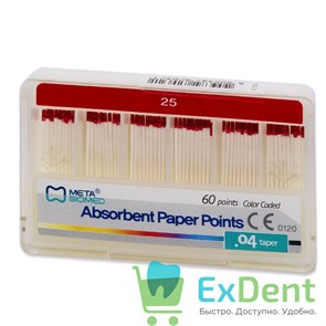Бумажные штифты 04 №25 Meta - для удаления влаги в канале (60 шт) 19738