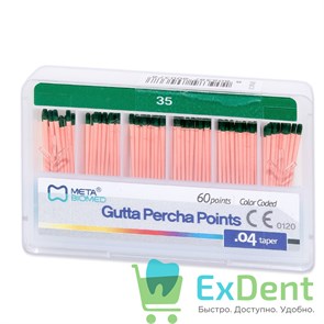 Гуттаперчевые штифты 04 №35 Meta - для пломбирования корневых каналов (60 шт) 14264