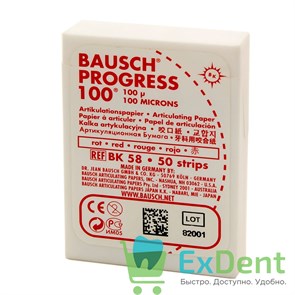 Артикуляционная бумага прямая, красная Bausch (100 мкм х 50 шт) 18115