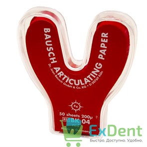 Артикуляционная бумага подковообразная, красная Bausch (200 мкм х 50 шт) 18118