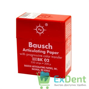 Артикуляционная бумага прямая BK02, красная Bausch (200 мкм х 300 шт) 18122