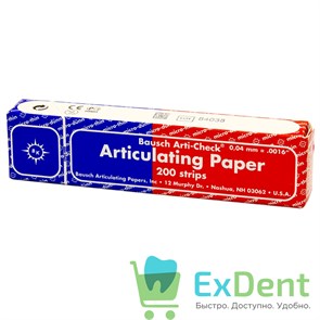 Артикуляционная бумага прямая, синяя / красная длинная Bausch (40 мкм х 200 шт) 18127