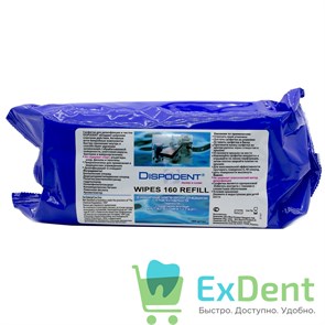 Салфетки дезинфицирующие Dispodent Wipes, пенящиеся, сменный блок (160 шт) 12629
