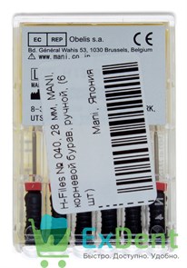 H-Files №40, 28 мм, MANI, корневой бурав, ручной (6 шт) 19459