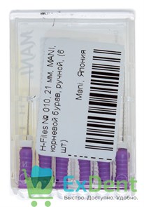 H-Files №10, 21 мм, MANI, корневой бурав, ручной (6 шт) 19430