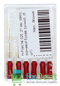 H-Files №25, 21 мм, MANI, корневой бурав, ручной (6 шт) 19445