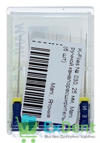 K-Files №30, 25 мм, Mani, ручной каналорасширитель (6 шт) 20984