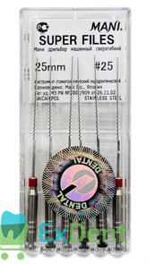 Super-Files №25, 25 мм, Mani, каналорасширитель, машинные (6 шт) 13430