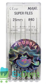Super-Files №40, 25 мм, Mani, каналорасширитель, машинные (6 шт) 13434