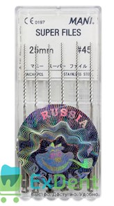 Super-Files №45, 25 мм, Mani, каналорасширитель, машинные (6 шт) 13435
