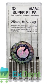 Super-Files №15-40, 25 мм, Mani, каналорасширитель, машинные (6 шт) 13426