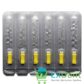 H-Files №20, 21 мм, Pro-Endo, расширитель канала, нержавеющая сталь, нестерильные (6 шт) 21148