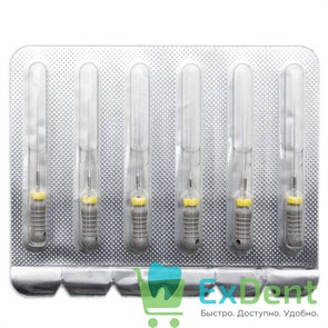 H-Files №08, 28 мм, Pro-Endo, расширитель канала, нержавеющая сталь, нестерильные (6 шт) 21138