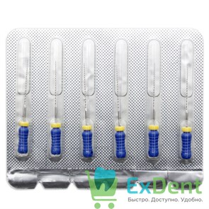 H-Files №30, 28 мм, Pro-Endo, расширитель канала, нержавеющая сталь, нестерильные (6 шт) 21158